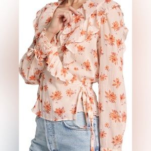 FREE PEOPLE Floral Print Wrap Top
